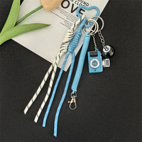 Rose bleu tressé corde sac suspendu en cuir Baseball pendentif sac breloques pour femmes sac à main sac à dos suspendus cadeaux