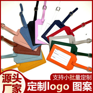 Étiquettes de bagages en cuir PU, couleur unie, accessoires de voyage personnalisés et tendance avec sangle à boucle - Product Image 5