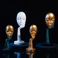 Statues de visage de femme abstraites et créatives Sculpture d'art de méditation visage et main Figurine en résine artisanat moderne pour la décoration de bureau à la maison