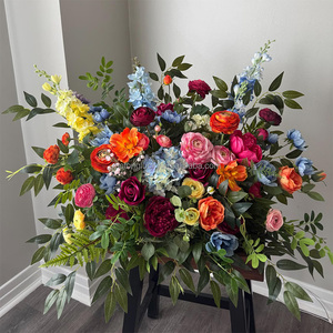 Décoration de mariage minimaliste, rangée de fleurs en soie couleur caramel de 60 cm pour allée de mariage, fleurs pour bal de mariage - Product Image 1