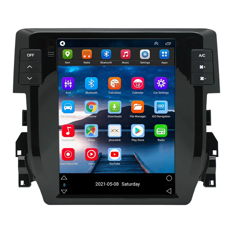 Autoradio 2 Din Android à écran tactile Style Tesla pour Honda Civic Lecteur Dvd Bluetooth avec BT Autoradio sans fil WIFI