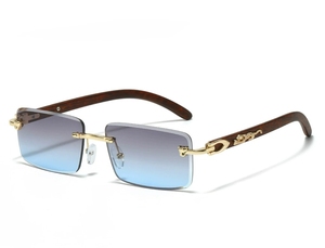 2025 nuevas gafas de <span class=keywords><strong>sol</strong></span> de Metal sin montura para hombres gafas de moda cuadradas de leopardo personalizadas lentes azules/Plateadas al por mayor champán - Product Image 5