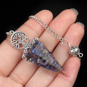 Péndulo de Resina con Árbol de la Vida, Cristal de Ágata, Piedra con Efecto de Goteo de Pegamento, Cono Hexagonal, Suministro Transfronterizo, Tema Natural - Product Image 6