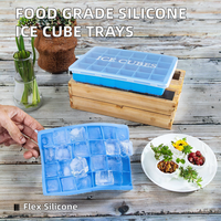 Moules à glaçons en silicone de qualité alimentaire, écologiques, design flexible, mini-bac avec couvercle en plastique, démoulage facile, vente en gros