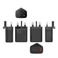 Chargeur USB 25W avec prise UK pour téléphone portable, chargeur iPhone, charge rapide LED, chargeur mural portable de voyage pour smartphone Android