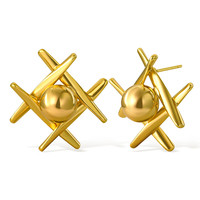 Boucles d'oreilles de luxe en forme de boule en plaqué or 18K avec miroir géométrique et cercle pour femmes
