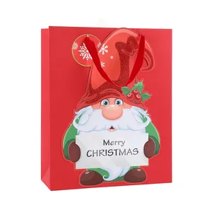 새로운 도착 3D 차원 빨간 가방 아름다운 사탕 가방 작은 사업을위한 크리스마스 선물 종이 가방