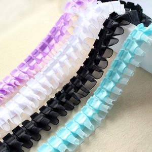 4cm Diy Rideau Couture Accessoires Dentelle Tissu Siège Couverture Table Tissu Robe <span class=keywords><strong>Organza</strong></span> 2 couches Plissé Volant Bord Coupe Dentelle - Product Image 2