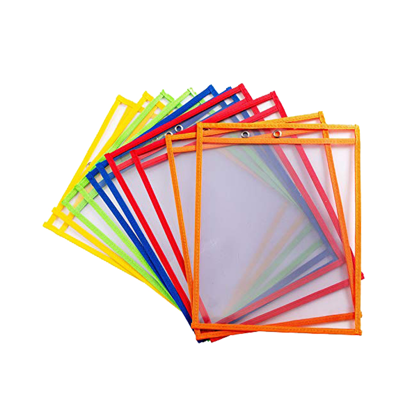 Пользовательская упаковка, Многоразовые прозрачные пластиковые ПВХ листы для практики письма, сухой стирания, карманы для детей