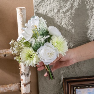 CallaFloral Ramo de Flores Artificiales, Rosas Blancas y Crisantemos, Decoración para el Hogar, Accesorios para Bodas CF01367 - Product Image 2