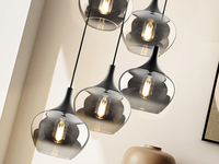 Lampe suspendue LED moderne en verre gris fumé pour îlot de cuisine, bureau et restaurant, décoration nordique pour la maison