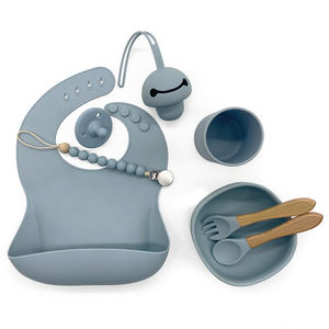Großhandel Baby Silikon Neuankömmling Umwelt freundliche Baby Saugnapf Lätzchen und Schüssel Set mit Löffel Silikon Baby Fütterung sset - Product Image 4