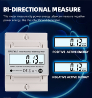 Compteur d'énergie bidirectionnel multifonction 380V 3 phases 4 fils Wattmètre Puissance KWH Tension Courant 100A AC 50Hz 60Hz Solaire PV