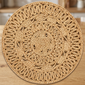 High Demand Natural Jute Rectangle <b>Rug</b> Handmade Braided <b>Woven</b> Modern Carpet Star Hometex SHTJR26008 Washable Medallion <b>Flat</b> Pile - Product Image 5
