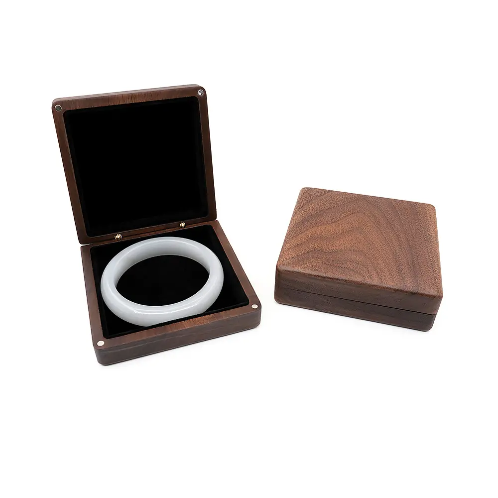 Buddha Jewelry Box Wood Box Walnut Wooden Walnut Stationery Storage Packaging Wooden Box Necklace Pendant Bracelet String Black