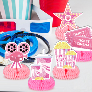 FW066 Film Nuit Thème Film Nid D'abeille Pièce Maîtresse pour Fille Rose Film Théâtre Fête Nid D'abeille <span class=keywords><strong>Centre</strong></span> <span class=keywords><strong>De</strong></span> <span class=keywords><strong>Table</strong></span> Décorations - Product Image 2