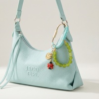 Porte-clés en métal enveloppé de tissu avec lettres en perles tendance, personnalisé, alphabet, charme mignon d'animal, de fruit, de cœur, breloques pour sacs pour femmes