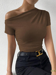Haut court ajusté imprimé style hip-hop pour <span class=keywords><strong>femme</strong></span> ATZ, à épaules ouvertes, <span class=keywords><strong>manches</strong></span> <span class=keywords><strong>courtes</strong></span>, 100 % coton, confortable - Product Image 2
