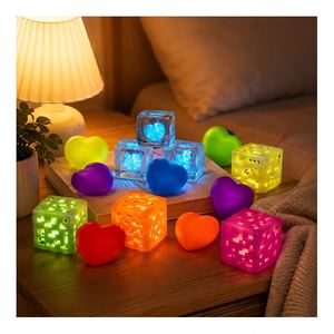 Wholesale Colorful Heart Squeeze Toy LED <b>Cube</b> Squishy Stress Ball <b>Glow</b> in Dark Fidget Sensory Kids Party Favors - Product Image 3