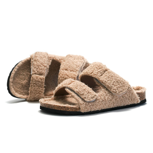 <span class=keywords><strong>Sabots</strong></span> d'hiver ajustables pour femmes, sandales en fourrure de <span class=keywords><strong>mouton</strong></span> moelleuse et duveteuse, sandales en liège Birken, pantoufles pour femmes - Product Image 1
