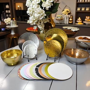 Sunshie Factory Customized Gold Scallop Cardboard Cut Edge Birthday Party Dessert Cake Turn <b>Table</b> Cake Base Board - Product Image 1