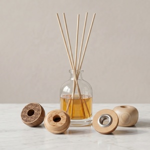 Vietnam WeWood Round Wooden Bottle Cap with Screw Metal Cover <b>Reed</b> <b>Diffuser</b> Perfume Lids and Screw Cap Packaging - Product Image 2