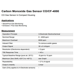 Sensor de Gas de Monóxido de Carbono Membrapor CO/CF-4000 0-4000 ppm Electroquímico para Monitoreo de Gases de Combustión en Hornillas - Product Image 1