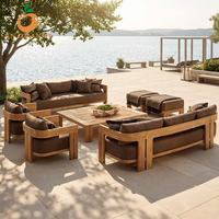 Ensemble de canapés d'extérieur de style moderne, mobilier de jardin durable en teck du Myanmar, ensemble complet de canapés pour hôtel - Ensemble de canapés de jardin directement de l'hôtel