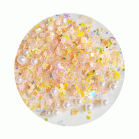 Perles orange clair sans trou, fleurs en argile, tranches d'argile, fleurs scintillantes, étoiles, mélange de paillettes en argile polymère, confettis pour projets de bricolage