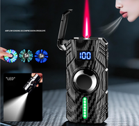 Briquet LED à commande vocale, rotatif, avec affichage du niveau de batterie, coupe-vent, électrique, avec gaz butane