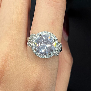 Anello con diamante F1445, taglio rotondo brillante, diamante bianco naturale, colore D, gioielli classici da fidanzamento per donna - Product Image 2