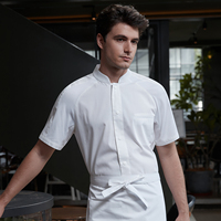 Veste de chef unisexe en mélange coton-polyester avec logo personnalisé et impression numérique pour restaurants et bars