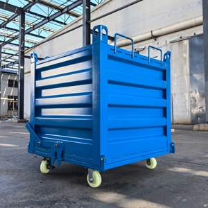 कारखाने औद्योगिक धातु कंटेनर फोर्कलिफ्ट धातु पैलेट बॉक्स स्व-डंपिंग प्रबलित लौह चिप कार्ट सामग्री बिन - Product Image 4