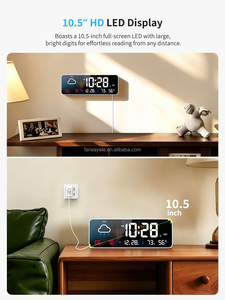 LED Digitale Wanduhr mit Großem Display, Netzwerk-Auto-Synchronisation, Kabelgebunden, Smart-Echtzeitanzeige von Wetter, Innen- und Außentemperatur sowie Luftfeuchtigkeit - Product Image 4