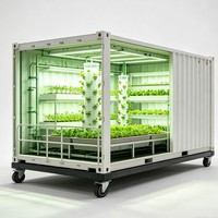 Serre intelligente en conteneur de 40 pieds, système d'agriculture complet, tour hydroponique verticale pour la culture de champignons, de fraises et de choux