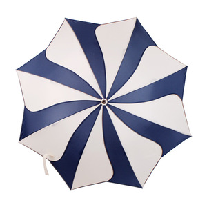 Paraguas Automático Creativo con Diseño <span class=keywords><strong>de</strong></span> Flor <span class=keywords><strong>de</strong></span> Magnolia, Borde Azul y Blanco, Mango Recto, Resistente al Viento, para Sol y Lluvia, Venta al Por Mayor - Product Image 6