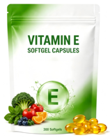 Capsules de vitamine E en gélules molles à base d'huile MCT, complément alimentaire quotidien végétarien pour adultes