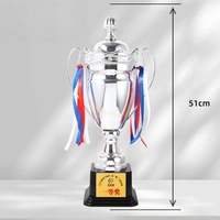 Coupe de trophée de couleur personnalisée de 43.5cm à 60cm avec impression de base noire de haute qualité et grande tasse de trophée de football populaire plaquée