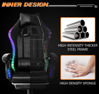 Vente en gros pas cher pliable en cuir pu chaise de massage pour jeux d'ordinateur silla gamer racing rgb chaises de jeu avec lumières et haut-parleurs