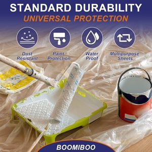 ผ้าคลุมพลาสติกป้องกันสี Boomiboo ขนาด 12 ฟุต x 9 ฟุต แพ็ค 6 ผืน หนา 0.5 มิล - Product Image 3