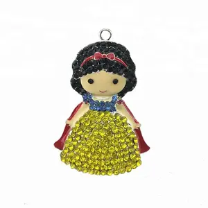 Fashion Jewelry Cartoon Character Princess Rhinestone Charms Pendant For Jewelry Making