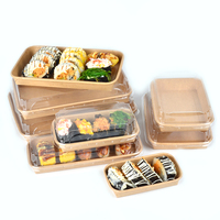 Boîte d'emballage jetable en papier kraft et plastique transparent pour pâtisseries, desserts, tiramisu, gâteaux, sushis, plats à emporter et traiteur