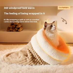 <span class=keywords><strong>2026</strong></span> Herfst Winter Warme Kattenmand Slaapzak Effen Patroon Kleine Katten Dekbed Geperforeerd Gaten Gesloten Hondennest Grensoverschrijdende Huisdierenbedden - Product Image 2