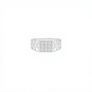 Bague Cocktail CZ à sertissage pavé, design géométrique, argent 925, style classique, bijoux de fiançailles unisexe - Product Image 1