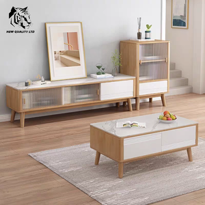 Table basse en bois et marbre, design moderne, écologique, facile à assembler, prix bas, personnalisation possible, stock disponible, livraison immédiate, fabrication en usine - Product Image 2