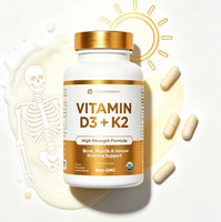 Capsules de vitamine D3 K2 JAYHOO 5000 UI D3 + 90 mcg MK7 K2, soutien osseux et immunitaire, complément alimentaire, étiquette privée OEM