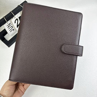 Agenda de Lujo Personalizada con Logotipo, A5, Dorada, 6 Anillas, con Bolsillos para Tarjetas, Cubierta de Cuero PU Granulado, Hojas Sueltas, Organizador Diario