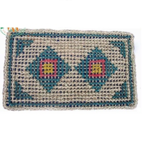 Tapis en jonc de mer tressé fait main, imprimé animalier, style bohème chic, écologique, avec pompons, pour la décoration de chambre, vente en gros internationale - Product Image 3