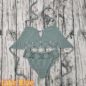Bikini de ganchillo hecho a mano para mujer, traje de baño de lujo personalizado, ropa de playa de diseñador, 2017 - Product Image 5
