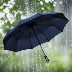 Groothandel Aangepaste Mannen En Vrouwen Zakelijke Automatische Paraplu Winddicht Reizen Opvouwbare Auto Paraplu Met Logo Voor De Regen